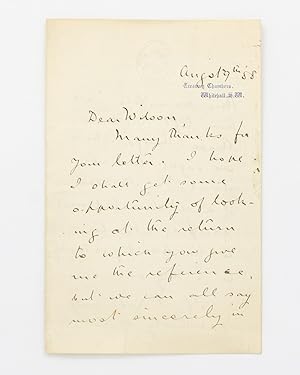 An autograph letter signed by Alfred Milner to 'Dear Wilson' (not otherwise identified)