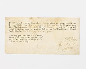 A printed document with manuscript insertions, signed by Henry Fox, 1st Baron Holland of Foxley; ...