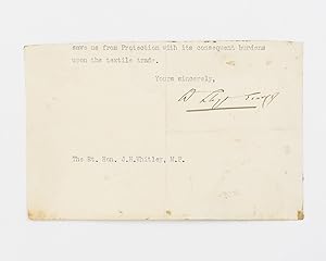 The lower portion of a typed letter signed by Lloyd George to the Rt. Hon. John Henry Whitley MP