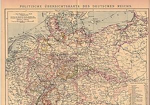 Bild des Verkufers fr Politische bersichtskarte des Deutschen Reichs. Farbige Landkarte 1 : 4.800.000 zum Verkauf von Paderbuch e.Kfm. Inh. Ralf R. Eichmann