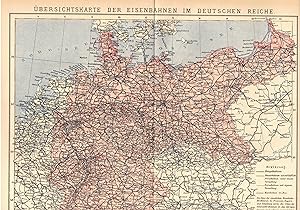 Bild des Verkufers fr bersichtskarte der Eisenbahnen im Deutschen Reich. Farbige Landkarte 1 : 4.800.000 zum Verkauf von Paderbuch e.Kfm. Inh. Ralf R. Eichmann