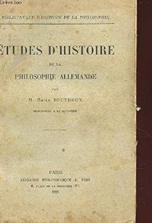 Bild des Verkufers fr Etudes D'histoire De La Philosophie Allemande zum Verkauf von JLG_livres anciens et modernes