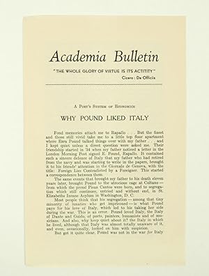 A Poet?s System of Economics. Why Pound Liked Italy