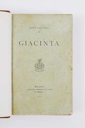 Immagine del venditore per Giacinta venduto da Libreria Antiquaria Pontremoli SRL