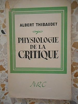 Imagen del vendedor de Physiologie de la critique a la venta por Frederic Delbos