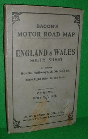 BACON'S MOTOR ROAD MAP ENGLAND & WALES SOUTH SHEET