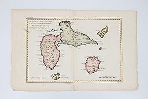 Carte des Isles de la Guadeloupe, de Marie Galante, de la Désirade, et celles des Saintes