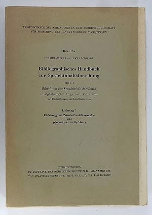 Seller image for 3 Lieferungen "Bibliographisches Handbuch zur Sprachinhaltsforschung. Teil I. Schrifttum zur Sprachinhaltsforschung in alphabetischer Folge nach Verfassern mit Besprechungen und Inhaltshinweisen. Lieferung 7: Einleitung und Zeitschriftenbibliogrpahie (Gulkowitsch - Gytkiaer)Lieferung 20: (Lovas - McQuown)Lieferung 21: (McQuown - Marouzeau). for sale by Brbel Hoffmann