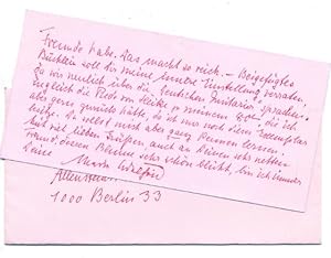 Seller image for Kurzer handschriftlicher Brief vom 6. Januar 1977. for sale by Johann Nadelmann Antiquariat