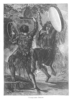 A TUNGUZIAN DANCE,1887 Wood Engraved Historical Print