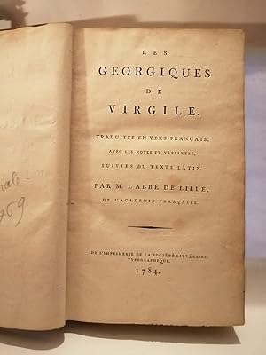 Imagen del vendedor de Les Georgiques. Traduites en vers franais, avec les notes et variantes, suivies du texte latin par M. l'abb De Lille, de l'acadmie franaise. a la venta por Albert bouquiniste