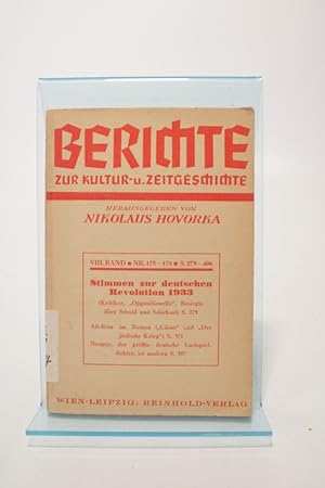 Bild des Verkufers fr Berichte zur Kultur- u. Zeitgeschichte. Bd. 8. Nr. 175 - 178. zum Verkauf von Antiquariat Bookfarm