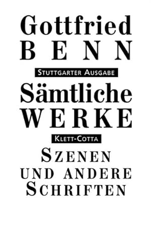 Immagine del venditore per Smtliche Werke - Stuttgarter Ausgabe. Bd. 7.1 (Smtliche Werke - Stuttgarter Ausgabe, Bd. ?) Szenen, Dialoge, "Das Unaufhrliche", Gesprche und Interviews, Nachtrge, Medizinische Schriften venduto da Bunt Buchhandlung GmbH