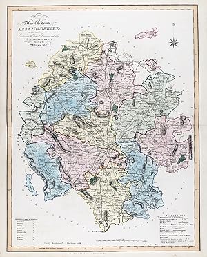 Bild des Verkufers fr New Map of the County of Herefordshire; Divided into Hundreds; Containing the District Divisions and other Local Arrangements effected by the Reform Bill" - Herefordshire Hereford Leominster Ledbury Ross-on-Wye Kington zum Verkauf von Antiquariat Steffen Vlkel GmbH