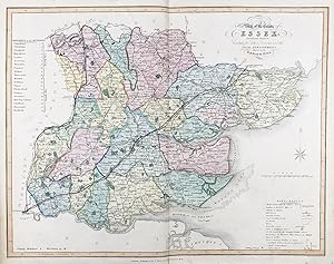 Bild des Verkufers fr New Map of the County of Essex; Divided into Hundreds; Containing the District Divisions and other Local Arrangements effected by the Reform Bill" - Essex Colchester Chelmsford Southend-on-Sea Clacton zum Verkauf von Antiquariat Steffen Vlkel GmbH
