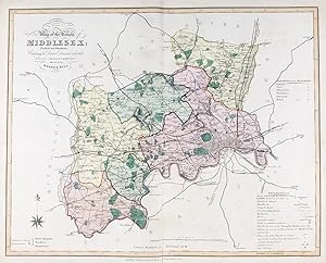 "New Map of the County of Middlesex; Divided into Hundreds; Containing the District Divisions and...