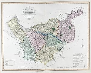 Bild des Verkufers fr New Map of the County Palatine of Cheshire; Divided into Hundreds; Containing the District Divisions and other Local Arrangements effected by the Reform Bill" - Cheshire Chester Northwich Macelesfield Nantwich zum Verkauf von Antiquariat Steffen Vlkel GmbH
