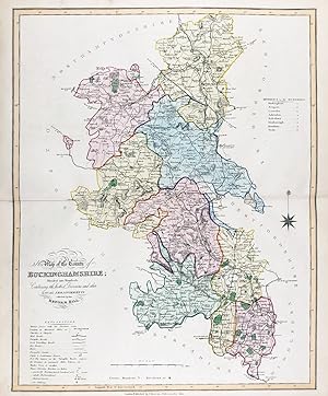 Bild des Verkufers fr New Map of the County of Buckinghamshire; Divided into Hundreds; Containing the District Divisions and other Local Arrangements effected by the Reform Bill" - Buckinghamshire Buckingham Aylesbury Marlow Slough zum Verkauf von Antiquariat Steffen Vlkel GmbH