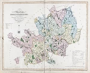 "New Map of the County of Hertfordshire Divided into Hundreds Containing the District Divisions a...