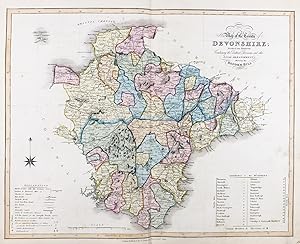 Bild des Verkufers fr New Map of the County of Devonshire; Divided into Hundreds; Containing the District Divisions and other Local Arrangements effected by the Reform Bill" - Devonshire Exeter Exmouth Torquay Bideford Braunton zum Verkauf von Antiquariat Steffen Vlkel GmbH