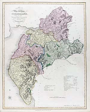 Bild des Verkufers fr New Map of the County of Cumberland; Divided into Wards; Containing the District Divisions and other Local Arrangements effected by the Reform Bill" - Cumberland Carlisle Maryport Whitehaven Keswick zum Verkauf von Antiquariat Steffen Vlkel GmbH