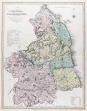 Bild des Verkufers fr New Map of the County of Northumberland; Divided into Wards; Containing the District Divisions and other Local Arrangements effected by the Reform Bill" - Northumberland Bamburgh Seahouses Alnwick Bellingham zum Verkauf von Antiquariat Steffen Vlkel GmbH