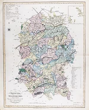 "New Map of the County of Wiltshire; Divided into Hundreds; Containing the District Divisions and...
