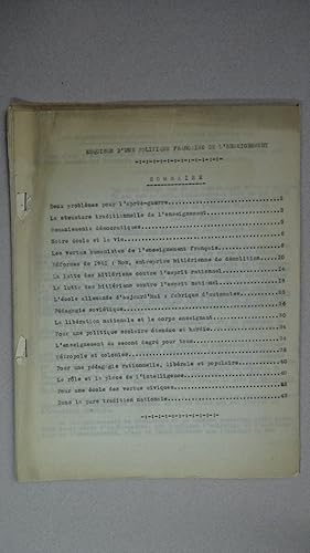 Esquisse d une politique française de l enseignement, présentée au nom du Parti Communiste aux gr...