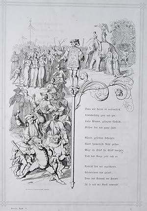 "Illustration zu Goethes Faust" originaler Holzstich ca. 32x22cm (Darstellung/Image size) auf Kun...