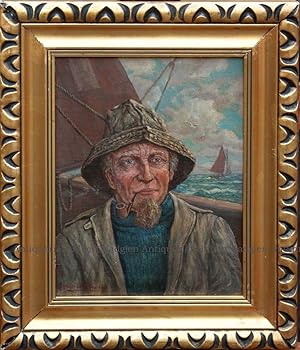 "Der alte Seemann". Ölbild auf Sperrholz mit Rahmen.