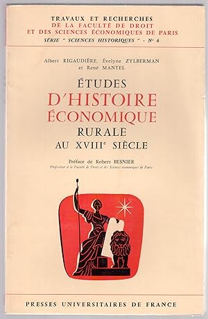 Bild des Verkufers fr Etudes d'histoire conomique rurale au XVIIIe sicle zum Verkauf von LibrairieLaLettre2