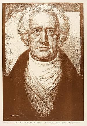 Bild des Verkufers fr Goethe, Johann Wolfgang von. Bildnis en face. Karl Bauer. Goethe als Seher. Alles Vergngliche ist nur ein Gleichnis zum Verkauf von GALERIE HIMMEL