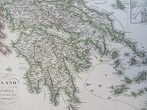 Kingdom of Greece Ionian Islands Athens Corinth 1854 Stulpnagel detailed map