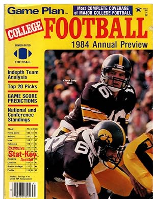 GAME PLAN MAGAZINE: College Football 1984 Annual Preview. JMJ Enterprises, 1984.