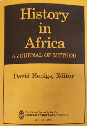 Seller image for History in Africa. A Journal of Method. Vol. 13/1986. for sale by FIRENZELIBRI SRL