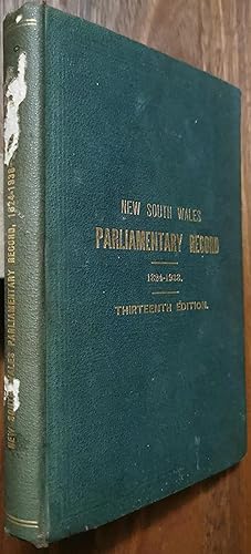 Image du vendeur pour New South Wales Parliamentary Record 1824-1938 mis en vente par Dial-A-Book