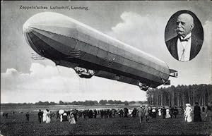 Ansichtskarte / Postkarte Zeppelin'sches Luftschiff, Landung, Graf von Zeppelin, Zuschauer