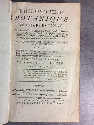 Seller image for Linn Charles Philosophie botanique dans laquelle sont expliqus les fondements de la botanique avec les dfinitions de ses parties , les exemples des termes enrichie de figures.Edition originale franaise for sale by Daniel Bayard librairie livre luxe book