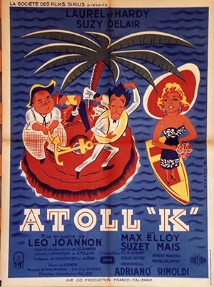 "ATOLL K" Réalisé par Léo JOANNON en 1951 avec Stan LAUREL, Oliver HARDY, Suzy DELAIR / Affiche f...