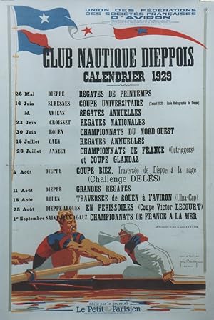 "CLUB NAUTIQUE DIEPPOIS 1929" Affiche originale entoilée / Typo-litho édité par le journal LE PET...