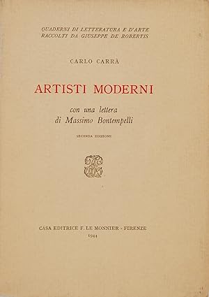 Image du vendeur pour Artisti moderni. Con una lettera di Massimo Bontempelli mis en vente par FABRISLIBRIS