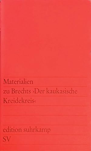 Bild des Verkufers fr Materialien zu Brechts >Der kaukasische Kreidekreis< - edition suhrkamp Band 155 zum Verkauf von books4less (Versandantiquariat Petra Gros GmbH & Co. KG)