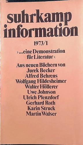 Suhrkamp Information. 1973/1. . eine Demonstration für Literatur. si 1973/1