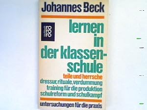 Bild des Verkufers fr Lernen in der Klassenschule : Untersuchungen fr die Praxis. zum Verkauf von books4less (Versandantiquariat Petra Gros GmbH & Co. KG)