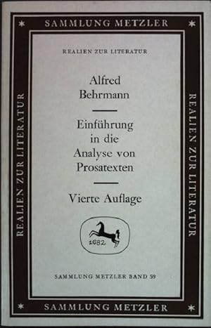 Bild des Verkufers fr Einfhrung in die Analyse von Prosatexten. (Nr. 59) zum Verkauf von books4less (Versandantiquariat Petra Gros GmbH & Co. KG)