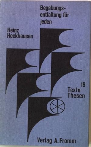 Imagen del vendedor de Begabungsentfaltung fr jeden. Texte & Thesen 19 a la venta por books4less (Versandantiquariat Petra Gros GmbH & Co. KG)