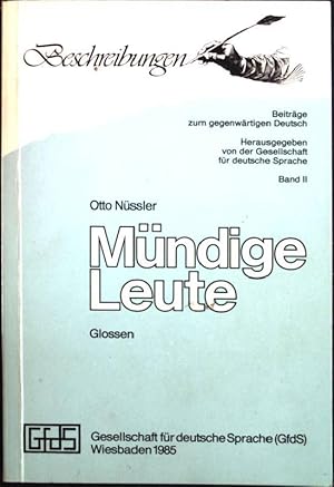 Immagine del venditore per Mndige Leute: Glossen Beschreibungen Band II venduto da books4less (Versandantiquariat Petra Gros GmbH & Co. KG)
