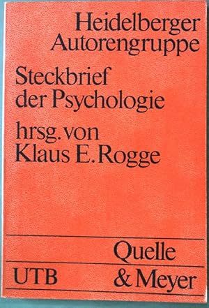 Bild des Verkufers fr Steckbrief der Psychologie. Nr. UTB 37, 2. Auflage, zum Verkauf von books4less (Versandantiquariat Petra Gros GmbH & Co. KG)