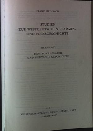 Seller image for Studien zur Westdeutschen Stammes- und Volksgeschichte. for sale by books4less (Versandantiquariat Petra Gros GmbH & Co. KG)