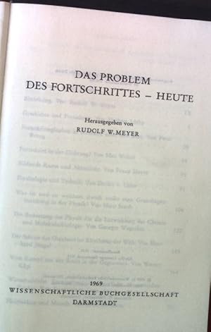 Bild des Verkufers fr Das Problem des Fortschrittes - heute. zum Verkauf von books4less (Versandantiquariat Petra Gros GmbH & Co. KG)